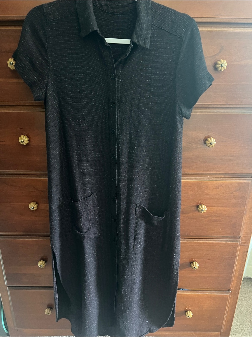 Reformation Nairobi Black Button Down Short Sleeve Maxi Dress